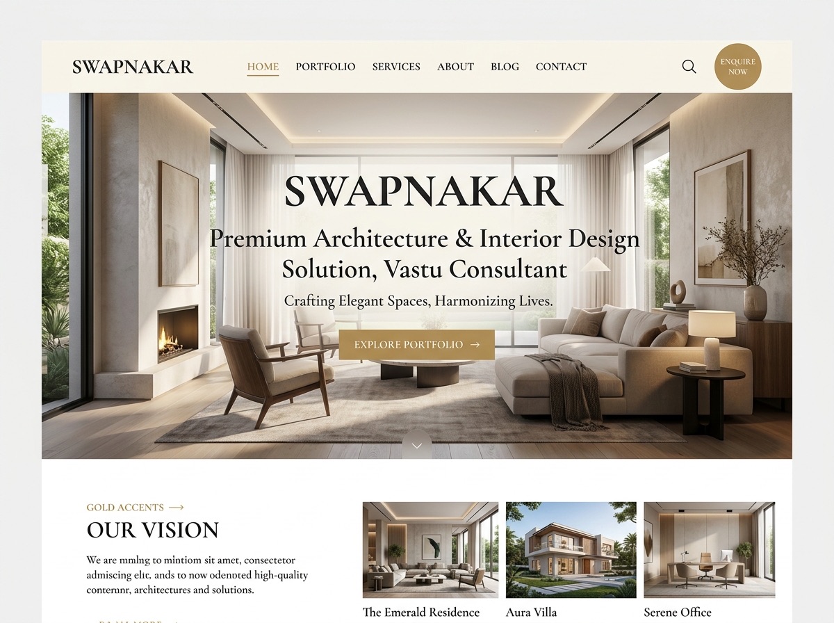 Swapnakar Architecture and Interior Design portfolio website engineered by Growsia in Prayagraj